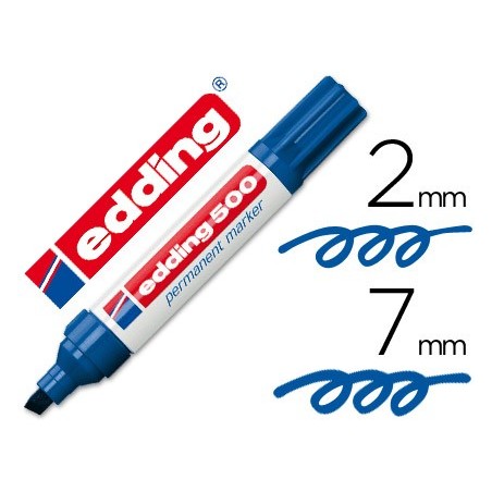 Rotulador edding marcador permanente 500 azul punta biselada 7 mm recargable
