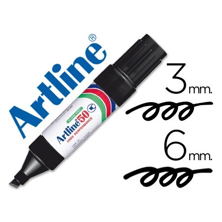 Rotulador artline marcador permanente ek 50 negro punta biselada 6 mm papel metal y cristal