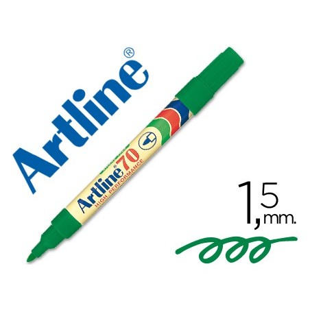 Rotulador artline marcador permanente ek 70 verde punta redonda 15 mm papel metal y cristal