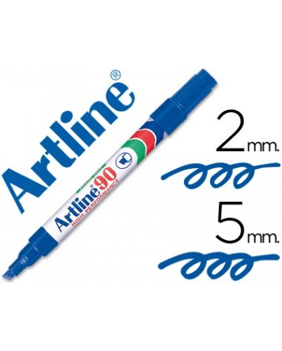Rotulador artline marcador permanente ek 90 azul punta biselada 5 mm papel metal y cristal