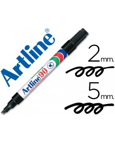 Rotulador artline marcador permanente ek 90 negro punta biselada 5 mm papel metal y cristal
