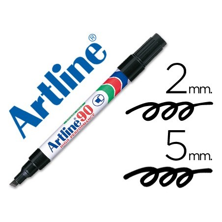 Rotulador artline marcador permanente ek 90 negro punta biselada 5 mm papel metal y cristal