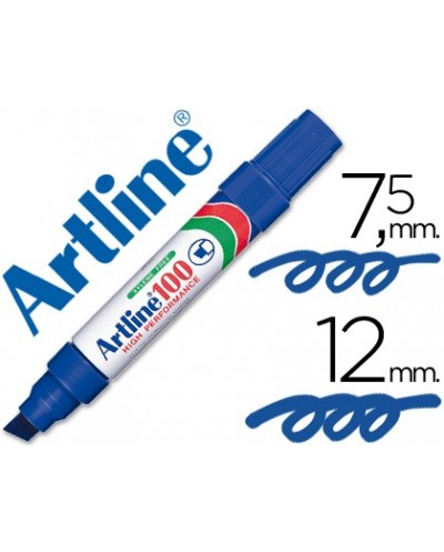Rotulador artline marcador permanente 100 azul punta biselada