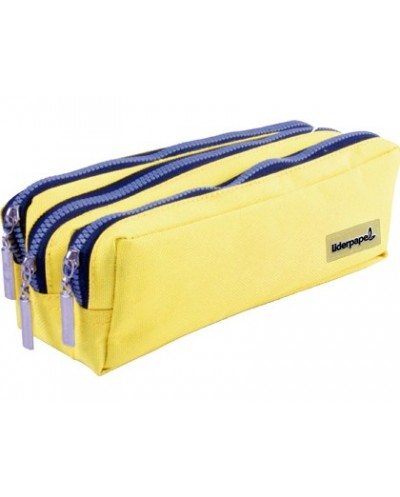 Bolso escolar liderpapel portatodo rectangular 3 bolsillos amarillo pastel 185x55x70 mm