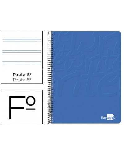 Cuaderno espiral liderpapel folio write tapa blanda 80h 60gr pauta 25 mm con margen color azul