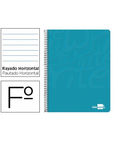 Cuaderno espiral liderpapel folio write tapa blanda 80h 60gr horizontal con margen color turquesa