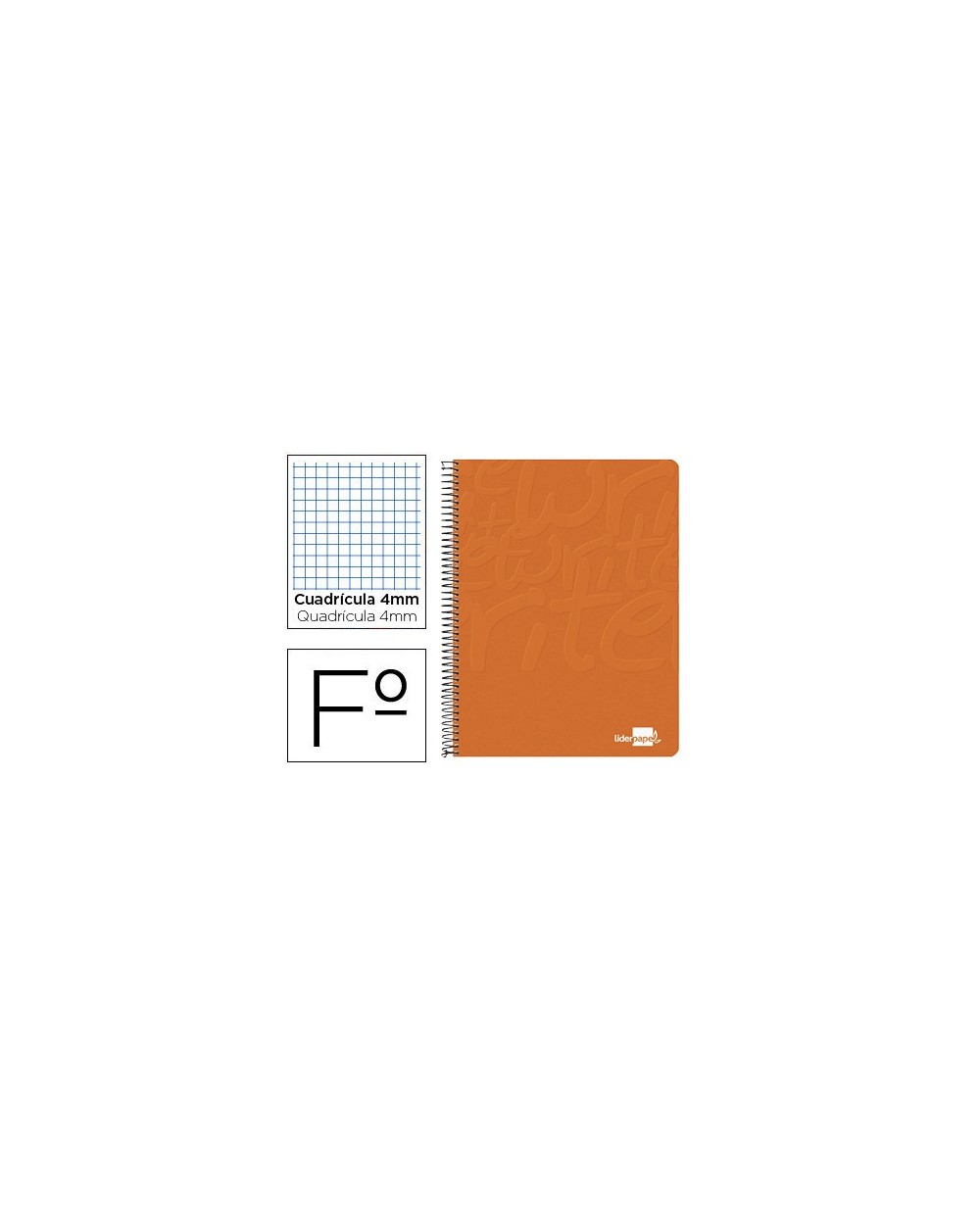 Cuaderno espiral liderpapel folio write tapa blanda 80h 60gr cuadro 4mm con margen color naranja