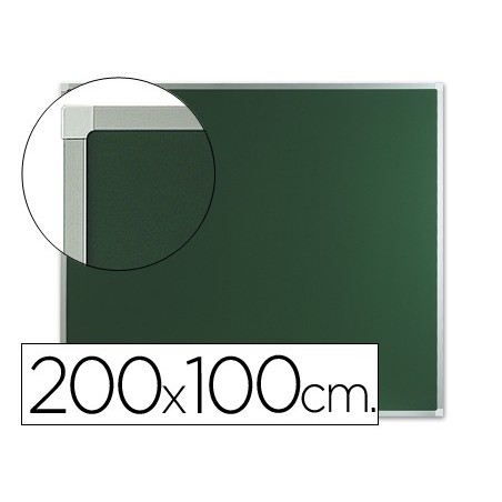 Pizarra verde mural q connect 200x100 cm sin repisa con marco de aluminio