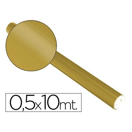 Papel metalizado oro rollo continuo de 05 x 10 mt