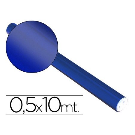 Papel metalizado azul rollo continuo de 05 x 10 mt
