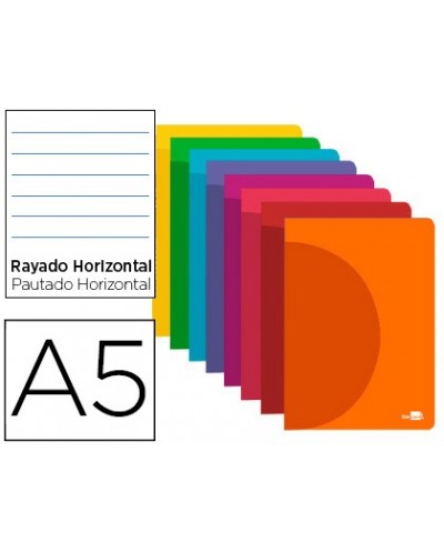 Libreta liderpapel 360 tapa de plastico a5 48 hojas 90g m2 horizontal con margen colores surtidos