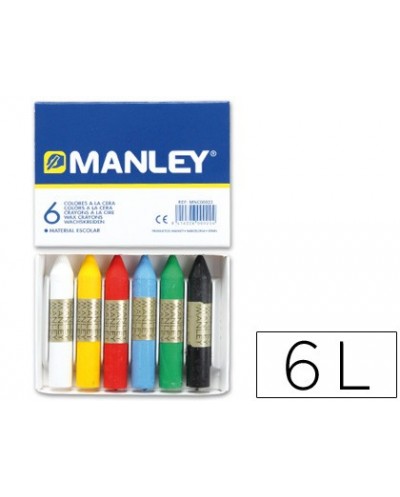 Lapices cera manley caja de 6 colores ref106