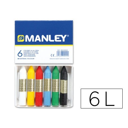 Lapices cera manley caja de 6 colores ref106