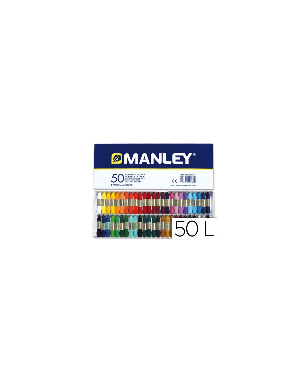 Lapices cera manley caja de 50 colores ref150