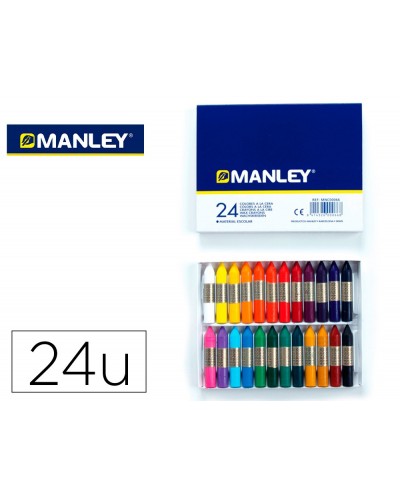 Lapices cera manley caja de 24 colores ref124