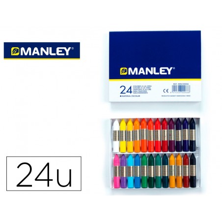Lapices cera manley caja de 24 colores ref124