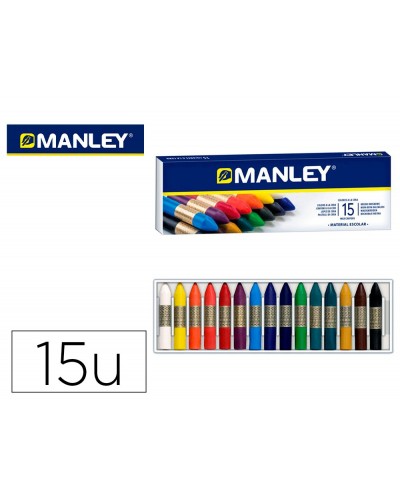 Lapices cera manley caja de 15 colores ref115