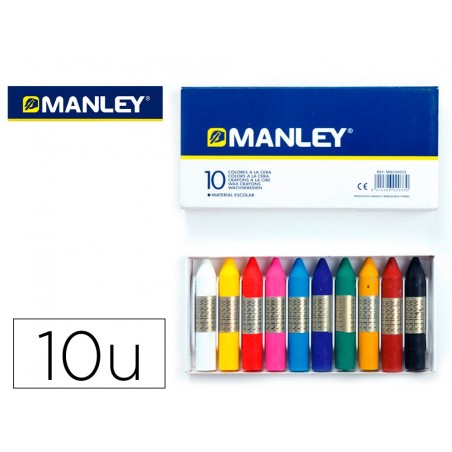 Lapices cera manley caja de 10 colores ref110