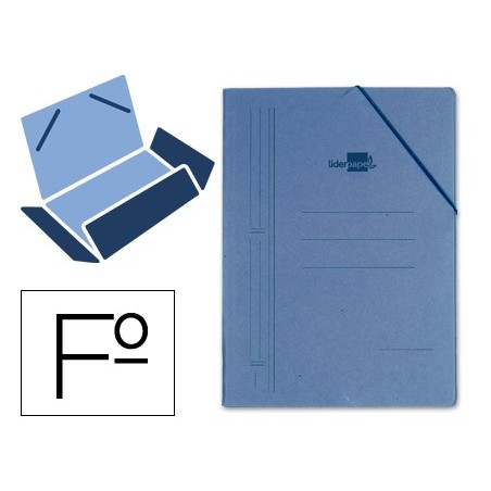 Carpeta liderpapel gomas folio 3 solapas carton compacto azul