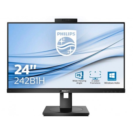 Monitor philips 242b1h 238 16 9 ips 1920 px regulable en altura con camara web cam integrada color negro