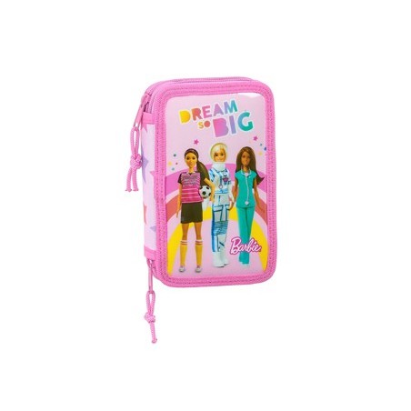 Plumier escolar safta barbie dreamer doble cremallera 28 piezas 125x40x195 mm