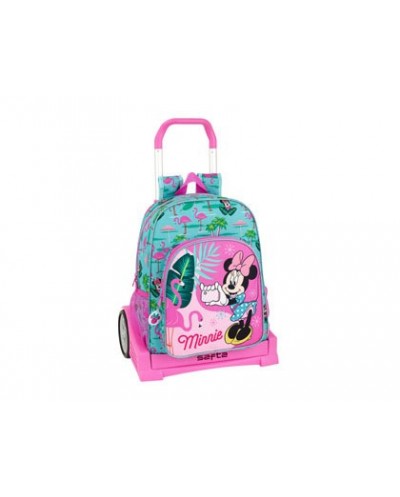 Cartera escolar safta con carro minnie mouse spring palms 330x420x140 mm