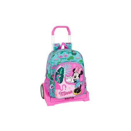 Cartera escolar safta con carro minnie mouse spring palms 330x420x140 mm