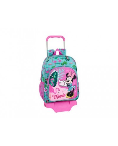 Cartera escolar con carro safta minnie mouse spring palms 330x420x150 mm