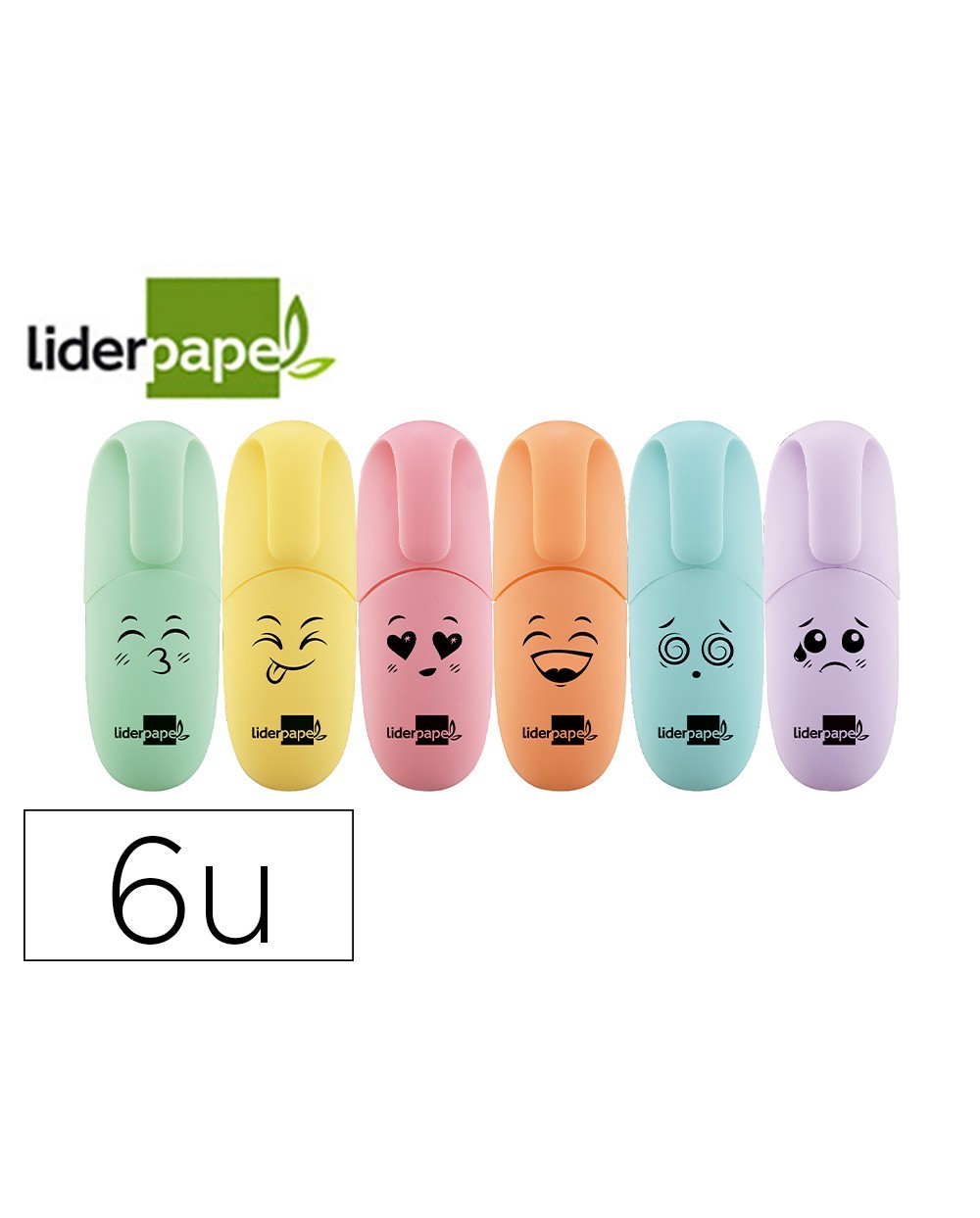 Rotulador liderpapel mini fluorescente pastel estuche de 6 unidades colores surtidos