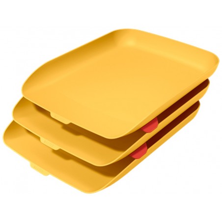 Bandeja sobremesa plastico leitz cosy set de 3 unidades amarillo