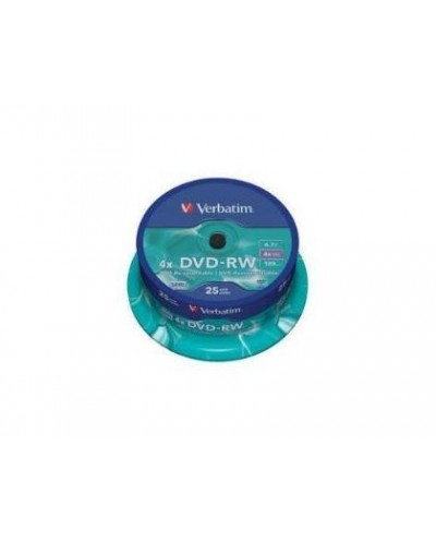 Dvd rw verbatim capacidad 47 gb velocidad 4x pack 25 unidades