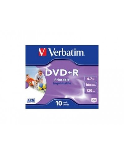 Dvdr verbatim imprimible capacidad 47 gb velocidad 16x pack 10 unidades