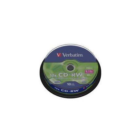 Cd rw verbatim capacidad 700mb velocidad 12x pack 10 unidades