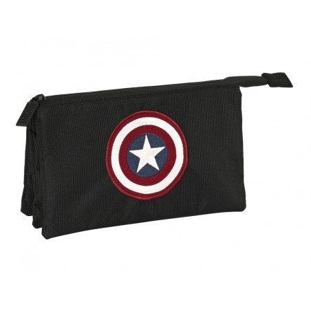 Bolso escolar safta portatodo capitan america teen triple 220x30x120 mm