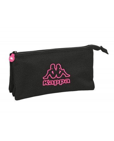 Bolso escolar portatodo safta triple cremallera kappa black and pink 120x220x30 mm