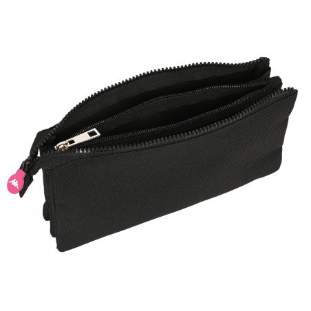 Bolso escolar portatodo safta triple cremallera kappa black and pink 120x220x30 mm