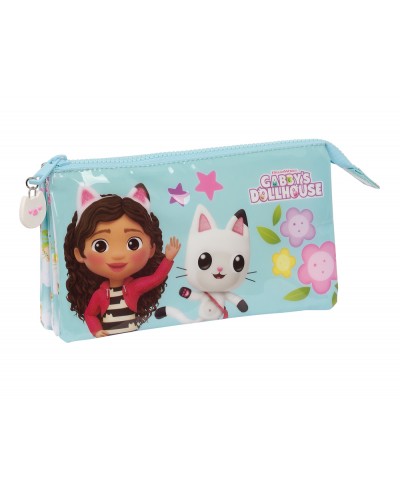 Bolso escolar portatodo safta triple gabby s dollhouse 120x220x30 mm