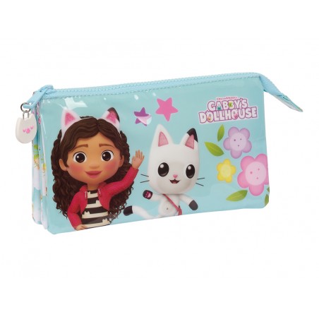 Bolso escolar portatodo safta triple gabby s dollhouse 120x220x30 mm