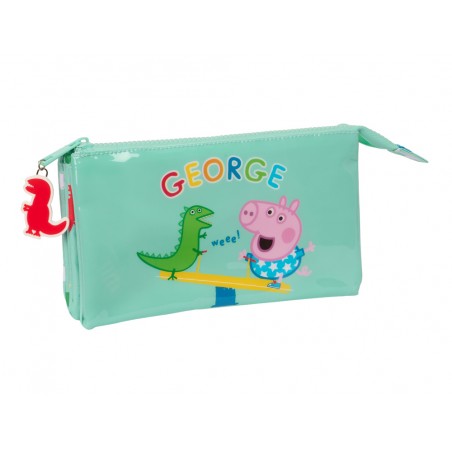 Bolso escolar portatodo safta triple peppa pig george 30x220x120 mm