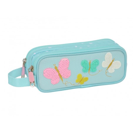 Bolso escolar portatodo safta doble reciclado moos butterflies 60x210x80 mm