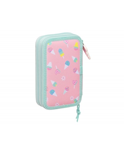 Plumier escolar safta doble cremallera 28 piezas peppa pig ice cream 40x125x195 mm