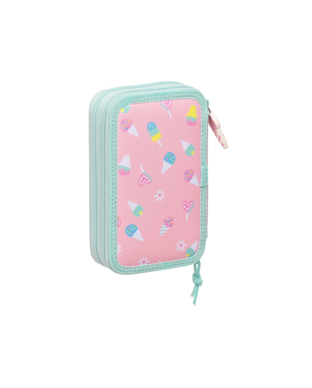 Plumier escolar safta doble cremallera 28 piezas peppa pig ice cream 40x125x195 mm