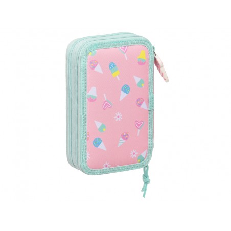 Plumier escolar safta doble cremallera 28 piezas peppa pig ice cream 40x125x195 mm