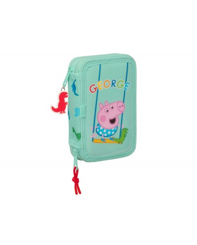 Plumier escolar safta doble cremallera 28 piezas peppa pig george 40x125x195 mm