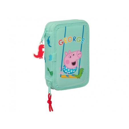 Plumier escolar safta doble cremallera 28 piezas peppa pig george 40x125x195 mm