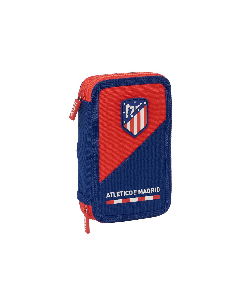 Plumier escolar safta doble cremallera 28 piezas atletico de madrid 40x125x195 mm