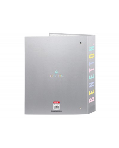 Carpeta safta carton folio 4 anillas lomo ancho benetton silver 60x270x300 mm