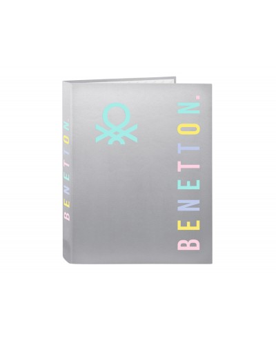 Carpeta safta carton folio 4 anillas mixtas benetton silver 40x265x330 mm