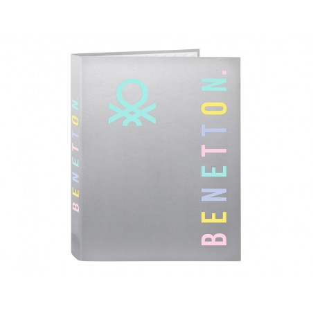 Carpeta safta carton folio 4 anillas mixtas benetton silver 40x265x330 mm