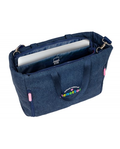 Bolso con bolsillo safta para portatil 14 benetton denim 170x400x310 mm